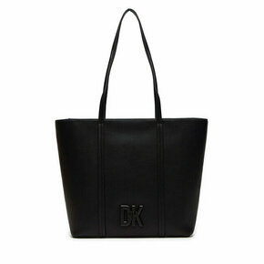 Usnjena torbica Dkny črna barva - črna. Srednje velika torbica iz kolekcije Dkny. Model na zapenjanje
