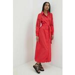 Bombažna obleka Answear Lab rdeča barva - rdeča. Obleka iz kolekcije Answear Lab. Model izdelan iz tkanine z dekorativnim vezenjem. Model iz izjemno udobne bombažne tkanine.