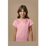 Otroška kratka majica Mayoral roza barva - roza. Otroške kratka majica iz kolekcije Mayoral. Model izdelan iz tanke, elastične pletenine. Model iz izjemno udobne tkanine z visoko vsebnostjo bombaža.
