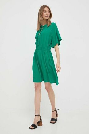 Obleka United Colors of Benetton zelena barva - zelena. Obleka iz kolekcije United Colors of Benetton. Model izdelan iz enobarvne tkanine. Material z visoko vsebnostjo viskoze je udoben