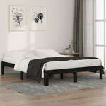 shumee Okvir za posteljo, črn, masivni les, 150x200 cm, velika velikost