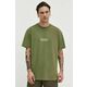 Bombažna kratka majica Vans moški, zelena barva - zelena. Kratka majica iz kolekcije Vans, izdelana iz tanke, elastične pletenine. Model iz zračne bombažne tkanine.