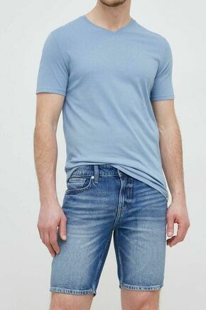Jeans kratke hlače Guess moški - modra. Kratke hlače iz kolekcije Guess. Model izdelan iz jeansa. Trden material