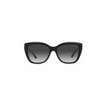 Sončna očala Emporio Armani ženski, črna barva - črna. Sončna očala iz kolekcije Emporio Armani. Model z enobarvnimi stekli in okvirji iz plastike. Ima filter UV 400.
