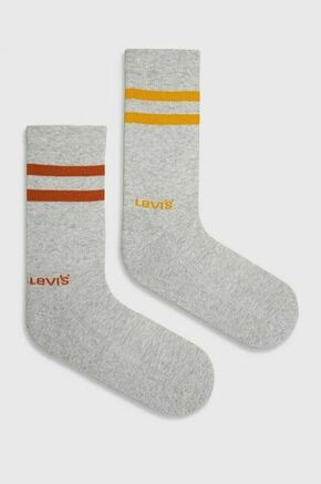 Nogavice Levi's 2-pack siva barva - siva. Visoke nogavice iz kolekcije Levi's. Model izdelan iz elastičnega