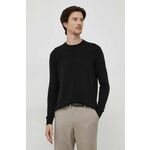 Volnen pulover Sisley moški, črna barva - črna. Pulover iz kolekcije Sisley. Model izdelan iz enobarvne pletenine. Visoka vsebnost volne zagotavlja zaščito pred mrazom, dodatek poliamida pa povečuje trpežnost izdelka.