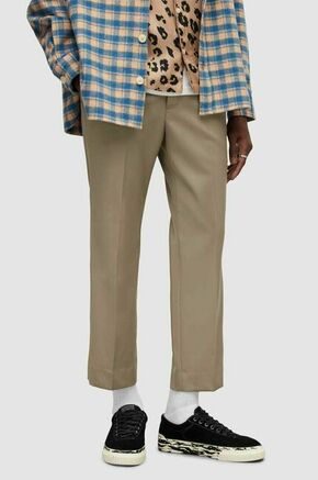 Volnene hlače AllSaints siva barva - siva. Hlače iz kolekcije AllSaints. Model izdelan iz enobarvne tkanine.