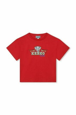 Otroška bombažna kratka majica Kenzo Kids rdeča barva - rdeča. Otroške kratka majica iz kolekcije Kenzo Kids. Model izdelan iz tanke