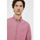 Bombažna srajca Tommy Hilfiger moška, bordo barva - bordo. Srajca iz kolekcije Tommy Hilfiger, izdelana iz vzorčaste tkanine. Model iz zračne bombažne tkanine.