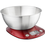 EVA digitalna kuhinjska tehtnica s posodo 1g-5kg, rdeča, inox