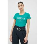 Kratka majica Morgan ženski, zelena barva - zelena. Kratka majica iz kolekcije Morgan. Model izdelan iz tanke, elastične pletenine.