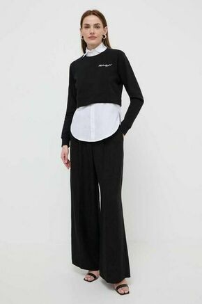 Majica s srajco Karl Lagerfeld črna barva - črna. Majica s srajco iz kolekcije Karl Lagerfeld izdelana iz kombinacija dveh različnih materialov. Model iz izjemno udobne bombažne tkanine.
