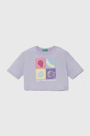 Otroška bombažna kratka majica United Colors of Benetton vijolična barva - vijolična. Lahkotna kratka majica iz kolekcije United Colors of Benetton. Model izdelan iz pletenine