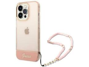 Guess Guhcp14xhgcohp za iPhone 14 pro max - roza silikonski ovitek s perla zapestnico