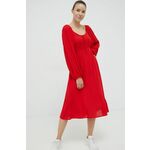Obleka Billabong rdeča barva, - rdeča. Obleka iz kolekcije Billabong. Nabran model izdelan iz vzorčaste tkanine.