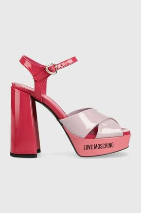 Usnjeni sandali Love Moschino San Lod Quadra 120 roza barva
