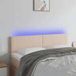 Greatstore LED posteljno vzglavje kapučino 144x5x78/88 cm umetno usnje
