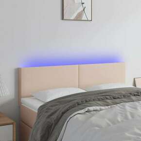 Greatstore LED posteljno vzglavje kapučino 144x5x78/88 cm umetno usnje