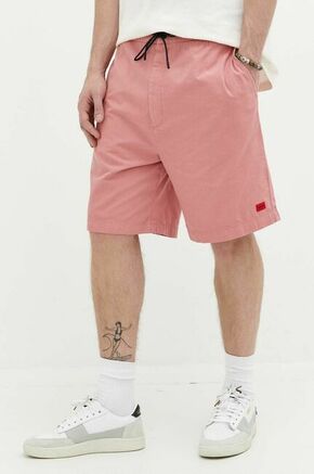 Bombažne kratke hlače HUGO roza barva - roza. Kratke hlače iz kolekcije HUGO. Model izdelan iz gladke tkanine. Model iz izjemno udobne tkanine z visoko vsebnostjo bombaža.