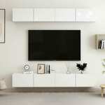 vidaXL TV omarice 4 kosi visok sijaj bele 100x30x30 cm iverna plošča