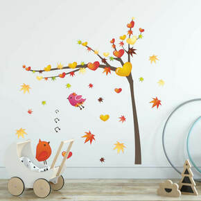 Stenska nalepka – jesenko drevo s pticami