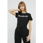Bombažen t-shirt Reebok črna barva - črna. T-shirt iz kolekcije Reebok. Model izdelan iz tanke, elastične pletenine.