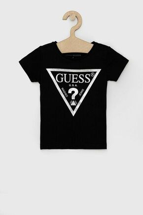 Otroški bombažen t-shirt Guess - črna. T-shirt iz kolekcije Guess. Model izdelan iz tanke