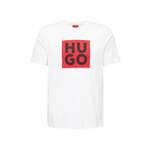 Bombažna kratka majica HUGO bela barva - bež. Lahkotna kratka majica iz kolekcije HUGO, izdelana iz pletenine, prijetne na optip. Model iz izjemno udobne bombažne tkanine.