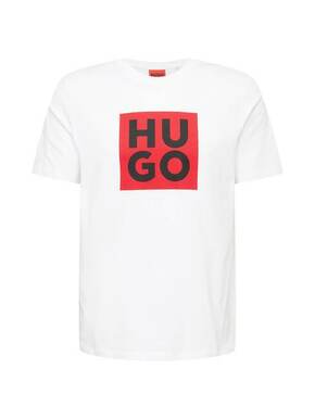 Bombažna kratka majica HUGO bela barva - bež. Lahkotna kratka majica iz kolekcije HUGO