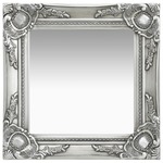vidaXL Stensko ogledalo v baročnem stilu 40x40 cm srebrno