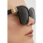 Sončna očala Balenciaga ženski, črna barva - črna. Sončna očala iz kolekcije Balenciaga. Model s enobarvnimi stekli in okvirji iz plastike. Ima filter UV 400.