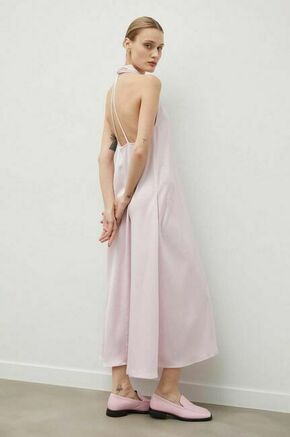 Obleka Samsoe Samsoe roza barva - roza. Obleka iz kolekcije Samsoe Samsoe. Model izdelan iz enobarvne tkanine. Izrazit model za posebne priložnosti.