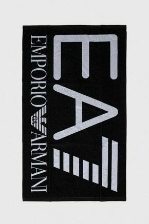 Bombažna brisača EA7 Emporio Armani 100 x 170 cm črna barva - črna. Velika brisača iz kolekcije EA7 Emporio Armani. Model izdelan iz vzorčastega materiala.