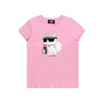 Otroška kratka majica Karl Lagerfeld roza barva - roza. Otroške kratka majica iz kolekcije Karl Lagerfeld. Model izdelan iz tanke, elastične pletenine. Model iz zračne tkanine z visoko vsebnostjo bombaža.