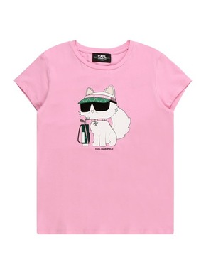 Otroška kratka majica Karl Lagerfeld roza barva - roza. Otroške kratka majica iz kolekcije Karl Lagerfeld. Model izdelan iz tanke