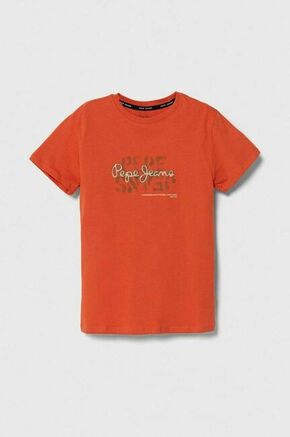 Otroška bombažna kratka majica Pepe Jeans RICHARD oranžna barva - oranžna. Otroška lahkotna kratka majica iz kolekcije Pepe Jeans