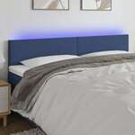 vidaXL LED posteljno vzglavje modro 160x5x78/88 cm blago