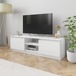 shumee TV omarica visok sijaj bela 120x30x35,5 cm iverna plošča