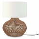 Bela/v naravni barvi namizna svetilka s tekstilnim senčnikom (višina 48 cm) Kalahari – Good&amp;Mojo