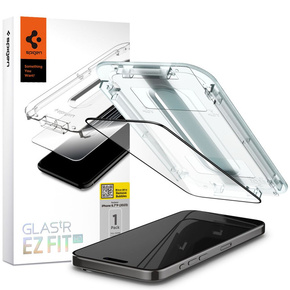 Slomart spigen glas.tr "ez fit" kaljeno steklo za iPhone 15 pro max črno