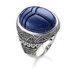 Thomas Sabo Prstan "modre zareze" , TR2205-534-1-54, Sterling Silver, 925 Sterling srebro, zatemnjeno, simulirano lapis lazuli, cirkonija črna