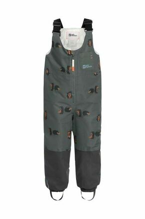 Otroške hlače za zimske športe Jack Wolfskin GLEEL 2L INS PRINT BIB siva barva - siva. Otroške hlače iz kolekcije Jack Wolfskin. Model izdelan iz kombinacije enobarvne in vzorčaste tkanine.