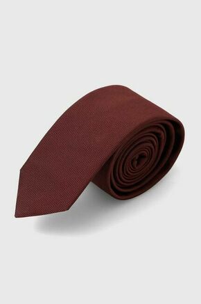 Svilena kravata HUGO bela barva - bordo. Kravata iz kolekcije HUGO. Model izdelan iz vzorčaste