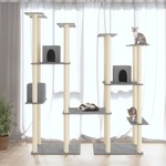 shumee Praskalnik za mačke s sisalovimi stebri, svetlo siv, 174 cm