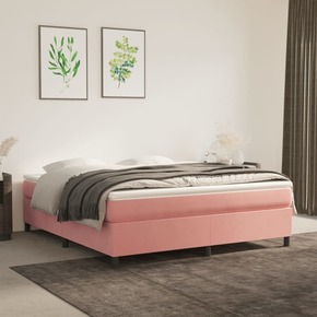 Shumee Box spring postelja z vzmetnico roza 160x200 cm žamet