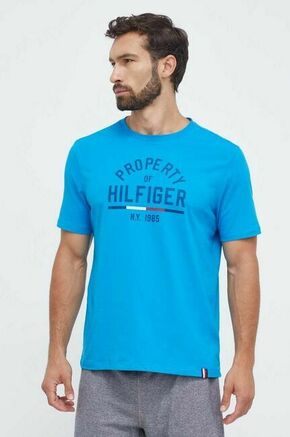 Kratka majica Tommy Hilfiger moški - modra. Ohlapna kratka majica iz kolekcije Tommy Hilfiger
