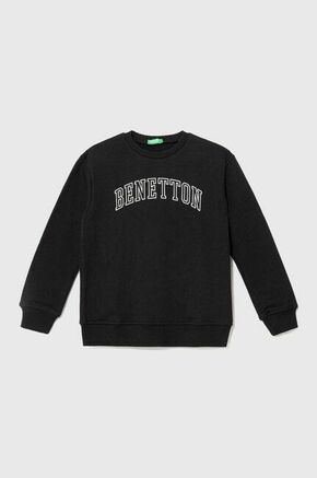 Otroški bombažen pulover United Colors of Benetton črna barva - črna. Otroški pulover iz kolekcije United Colors of Benetton