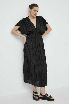 Svilena obleka Liviana Conti črna barva - črna. Obleka iz kolekcije Liviana Conti. Model izdelan iz tkanine