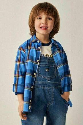 Otroška bombažna srajca Mayoral - modra. Otroški srajca iz kolekcije Mayoral. Model izdelan iz vzorčaste tkanine.