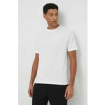 Bombažna kratka majica New Balance moški, bela barva - bela. Kratka majica iz kolekcije New Balance, izdelana iz debele, rahlo elastične pletenine. Model iz izjemno udobne bombažne tkanine.